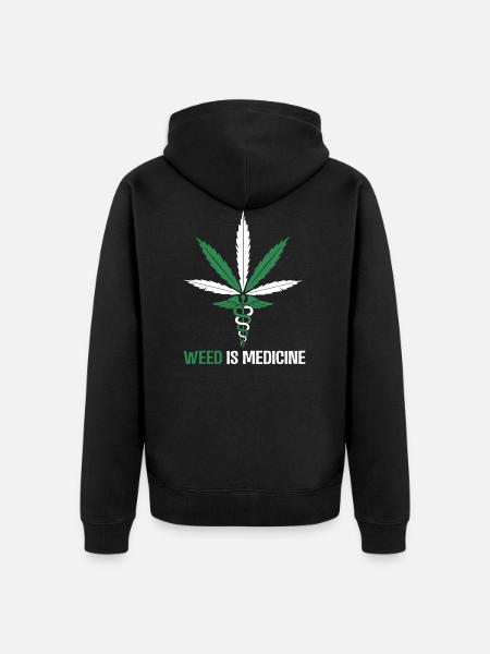 Weed is medicine - Unisex Premium Organic Zip Hoodie - black