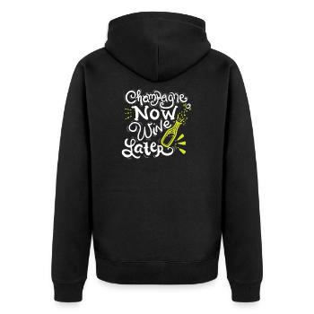 NEW YEARS EVE now Wine later - Unisex Premium Organic Zip Hoodie - black - Back - Nico (187cm)