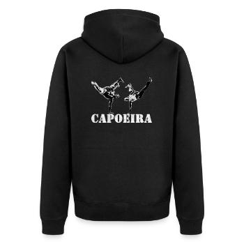 Capoeira - Unisex Premium Bio Zip Hoodie - Schwarz - Hinten - Nico (187cm)
