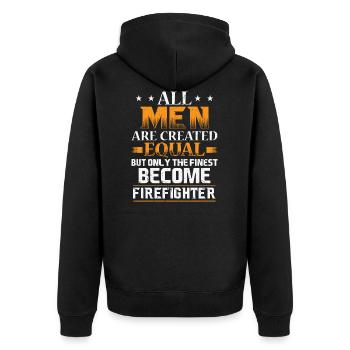 Feuerwehrmann - Unisex Premium Bio Zip Hoodie - Schwarz - Hinten - Nico (187cm)