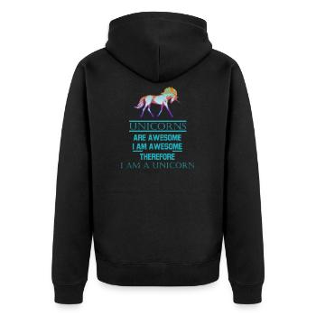 Unicorn - Unisex Premium Bio Zip Hoodie - Schwarz - Hinten - Nico (187cm)