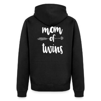 Twin Mom Mother Twins Saying Gift - Unisex Premium Organic Zip Hoodie - black - Back - Nico (187cm)