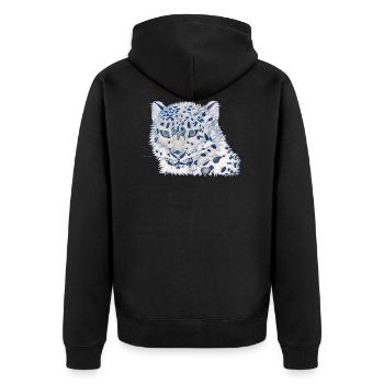 Leopard - Unisex Premium Bio Zip Hoodie - Schwarz - Hinten - Nico (187cm)