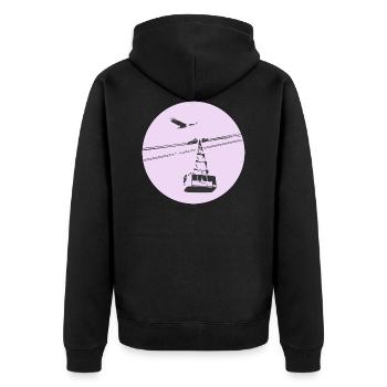 Gondola / cable car with eagle purple - Unisex Premium Organic Zip Hoodie - black - Back - Nico (187cm)