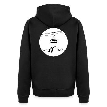 Berg mit Gondel schwarz - Unisex Premium Bio Zip Hoodie - Schwarz - Hinten - Nico (187cm)