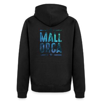 Mallorca - Unisex Premium Organic Zip Hoodie - black - Back - Nico (187cm)