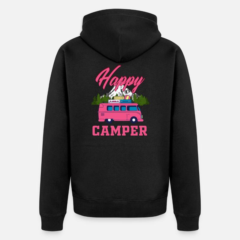 Glücklicher camper - Unisex Premium Bio Zip Hoodie - Schwarz