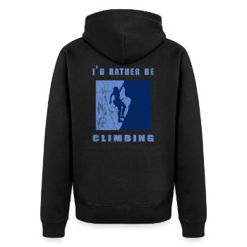 I would rather climb - Unisex Premium Organic Zip Hoodie - black - Back - Nico (187cm)