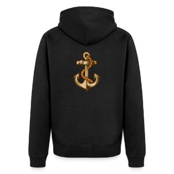 anchor - Unisex Premium Organic Zip Hoodie - black - Back - Nico (187cm)