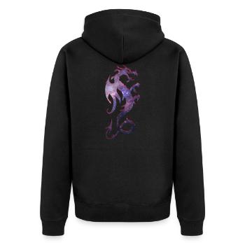 Galaxie Drache - Unisex Premium Bio Zip Hoodie - Schwarz - Hinten - Nico (187cm)