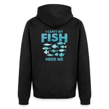 Mon poisson a besoin de moi - Veste à capuche bio Premium Unisexe - noir - Dos - Nico (187cm)