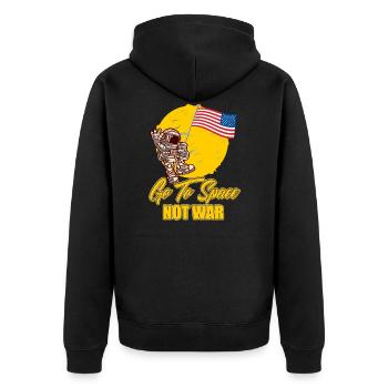 Space instead of war - Unisex Premium Organic Zip Hoodie - black - Back - Nico (187cm)