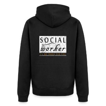 Soziale Arbeit Liebe - Unisex Premium Bio Zip Hoodie - Schwarz - Hinten - Nico (187cm)