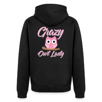 crazy owls lady - Unisex Premium Organic Zip Hoodie - black - Back - Nico (187cm)