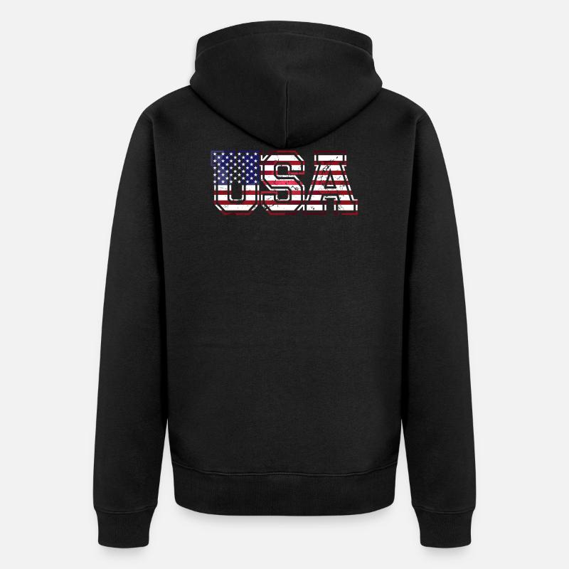 États-Unis États-Unis - Veste à capuche bio Premium Unisexe - noir