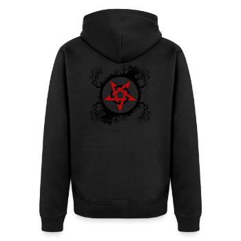 Hexerei Pentagramm Zauber Zirkel T-Shirt - Unisex Premium Bio Zip Hoodie - Schwarz - Hinten - Nico (187cm)