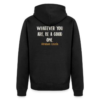 Lincoln quote - Unisex Premium Organic Zip Hoodie - black - Back - Nico (187cm)