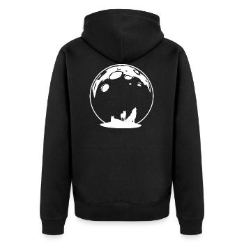 Mond mit Wölfen - Unisex Premium Bio Zip Hoodie - Schwarz - Hinten - Nico (187cm)