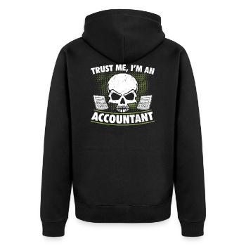 Totenkopf Steuerberater - Unisex Premium Bio Zip Hoodie - Schwarz - Hinten - Nico (187cm)
