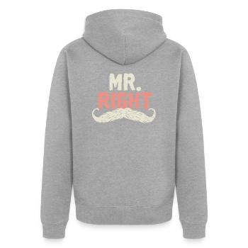 M. Droite - Veste à capuche bio Premium Unisexe - gris chiné - Dos - Nico (187cm)
