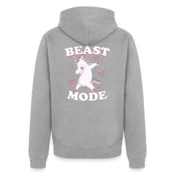 Beast mode - Unisex Premium Organic Zip Hoodie - heather grey - Back - Nico (187cm)