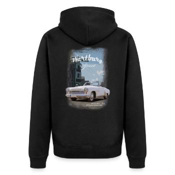 Wartburg haute 5 sports - Veste à capuche bio Premium Unisexe - noir - Dos - Nico (187cm)
