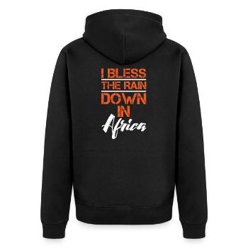 Rain Blessing Africa - Unisex Premium Organic Zip Hoodie - black - Back - Nico (187cm)