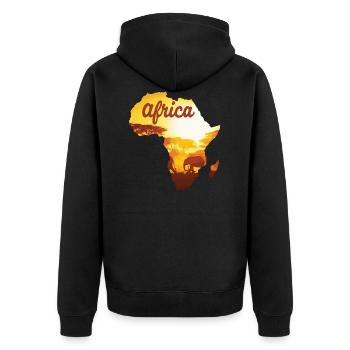 Afrika Elefant - Unisex Premium Bio Zip Hoodie - Schwarz - Hinten - Nico (187cm)