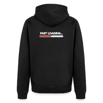 FART LADEN - Unisex Premium Bio Zip Hoodie - Schwarz - Hinten - Nico (187cm)