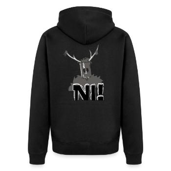 Ritter Ni - Unisex Premium Bio Zip Hoodie - Schwarz - Hinten - Nico (187cm)
