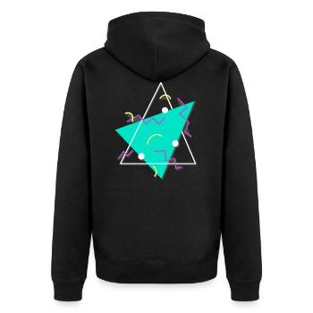 Typical 80s pattern triangles shapes - Unisex Premium Organic Zip Hoodie - black - Back - Nico (187cm)