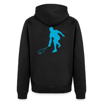 Squash - Unisex Premium Bio Zip Hoodie - Schwarz - Hinten - Nico (187cm)