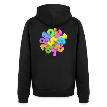 numbers - Unisex Premium Organic Zip Hoodie - black - Back - Nico (187cm)