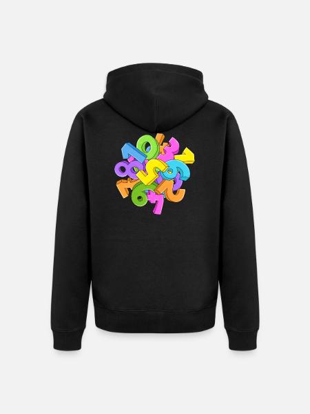 numbers - Unisex Premium Organic Zip Hoodie - black