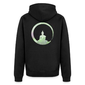 Buddhism - Buddha Silhouette Enso Zen Circle 1 - Unisex Premium Organic Zip Hoodie - black - Back - Nico (187cm)