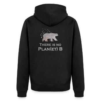 No Planet B - Eisbär schmilzt - Unisex Premium Bio Zip Hoodie - Schwarz - Hinten - Nico (187cm)