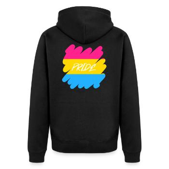 Pan Pride - Pride - Unisex Premium Bio Zip Hoodie - Schwarz - Hinten - Nico (187cm)