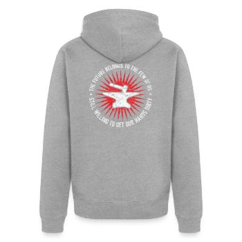 Forgeron marteau et enclume - Veste à capuche bio Premium Unisexe - gris chiné - Dos - Nico (187cm)