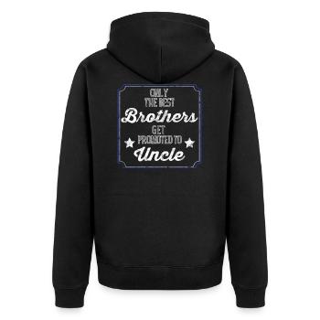 Cool Best Brother Promoted to Uncle - Unisex Premium Organic Zip Hoodie - black - Back - Nico (187cm)