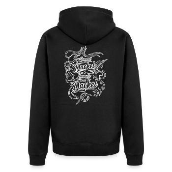 Einmal Dackel Immer Dackel - Stolzer Dackelfan - Unisex Premium Bio Zip Hoodie - Schwarz - Hinten - Nico (187cm)