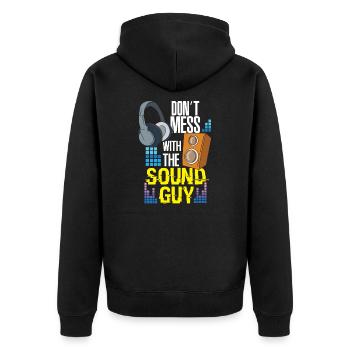 DJ Musik Soundtechniker Tontechniker - Unisex Premium Bio Zip Hoodie - Schwarz - Hinten - Nico (187cm)