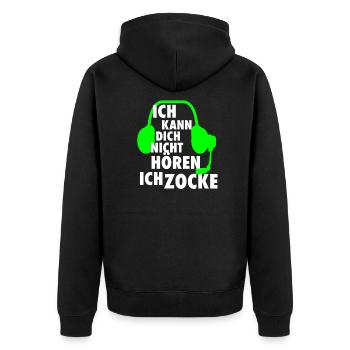 Gamer Zocker PC Konsole lustiger Spruch Konsolen - Unisex Premium Bio Zip Hoodie - Schwarz - Hinten - Nico (187cm)