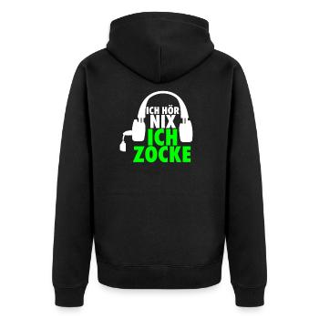 Gamer Zocker PC Konsolen lustiger Spruch - Unisex Premium Bio Zip Hoodie - Schwarz - Hinten - Nico (187cm)