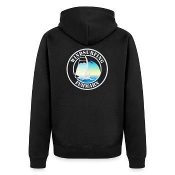 Windsurfing Fehmarn Dunkel - Unisex Premium Bio Zip Hoodie - Schwarz - Hinten - Nico (187cm)
