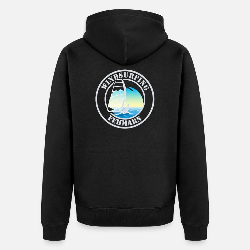 Windsurfing Fehmarn Dunkel - Unisex Premium Bio Zip Hoodie - Schwarz