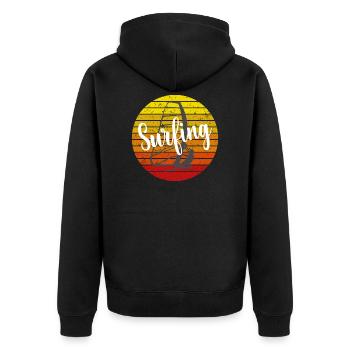 Vintage Surfing Windsurfer - Unisex Premium Bio Zip Hoodie - Schwarz - Hinten - Nico (187cm)