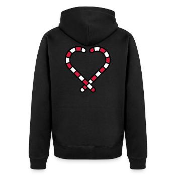 Candy Cane Heart - Unisex Premium Organic Zip Hoodie - black - Back - Nico (187cm)
