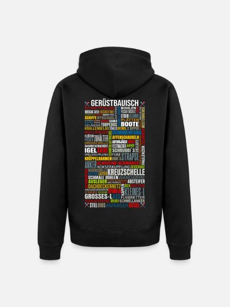 Chemise d’artisan d’échafaudage imprimée - Veste à capuche bio Premium Unisexe - noir
