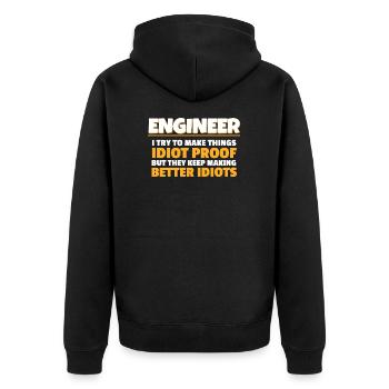 Engineering Gift Engineer Ich versuche Dinge zu machen - Unisex Premium Bio Zip Hoodie - Schwarz - Hinten - Nico (187cm)
