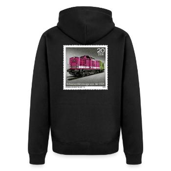 Diesellokomotive - Unisex Premium Bio Zip Hoodie - Schwarz - Hinten - Nico (187cm)